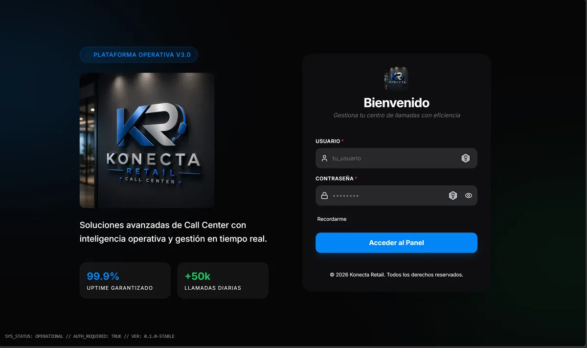 Captura de pantalla del proyecto Call Center Suite